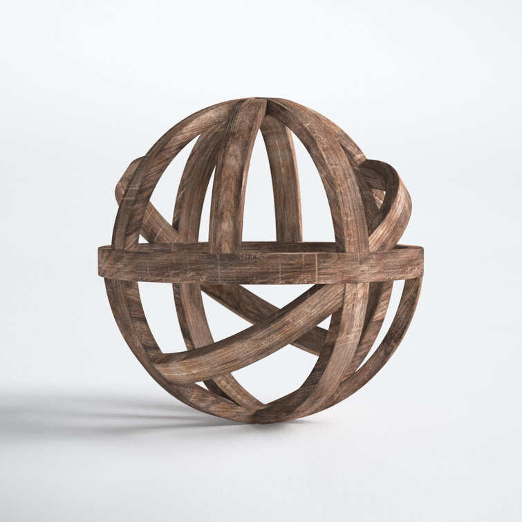 Ravello Contemporary Fir Wood 10" Decorative Orb