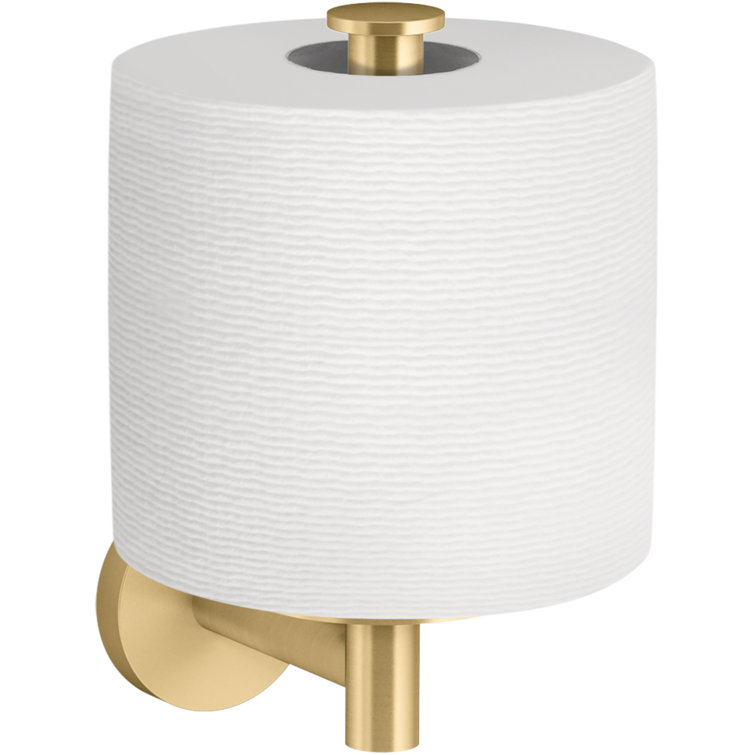 Vibrant Brushed Brass Vertical Toilet Paper Holder