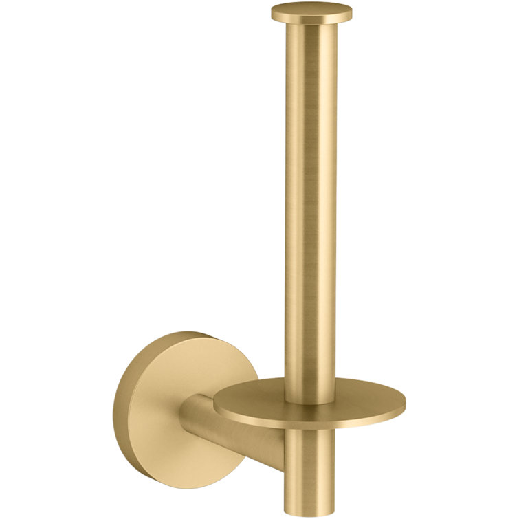 Vibrant Brushed Brass Vertical Toilet Paper Holder