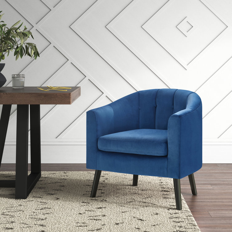 Ivey 28.5" Blue Velvet Barrel Accent Chair