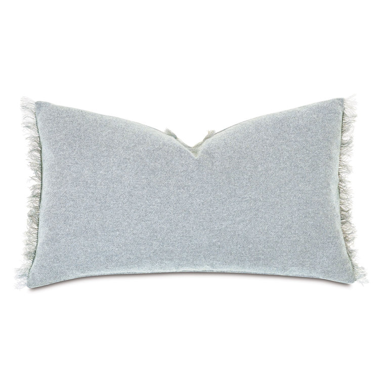 Gray and Pewter Fringed Rectangular Lumbar Pillow with Polyester Fill