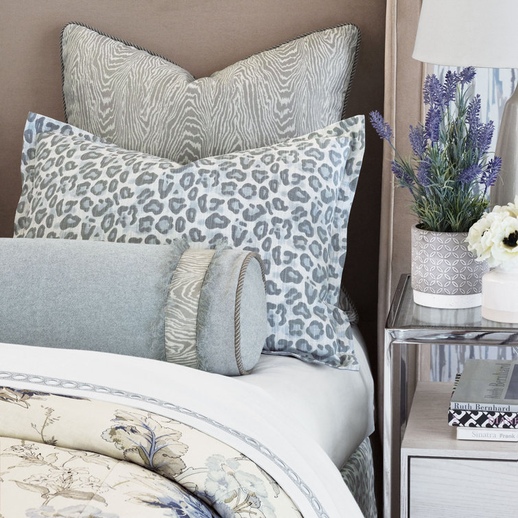 Liesl Pastel Blue Faux-Bois Polyester Euro Sham
