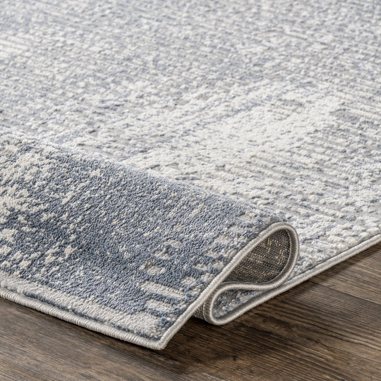 Vintage Blue Abstract Reversible 8' x 10' Synthetic Area Rug