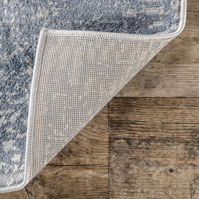 Vintage Blue Abstract Reversible 8' x 10' Synthetic Area Rug