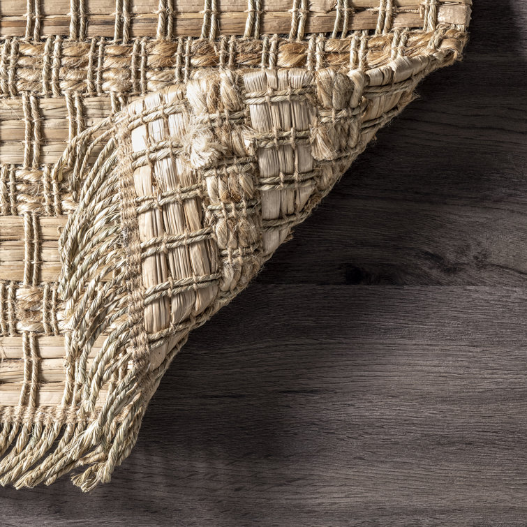 Natural Beige Seagrass and Straw Flat Woven 3' x 5' Area Rug