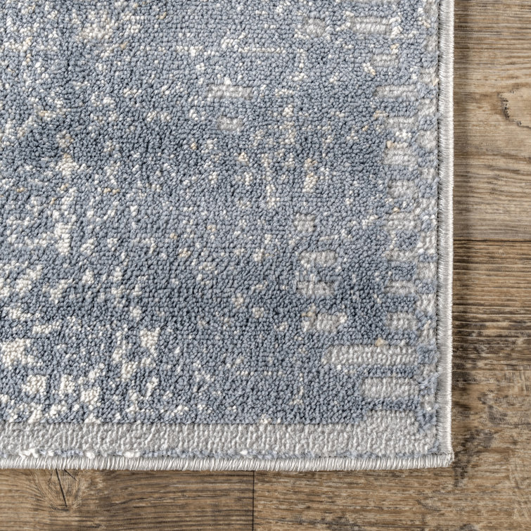 Vintage Blue Abstract Reversible 8' x 10' Synthetic Area Rug