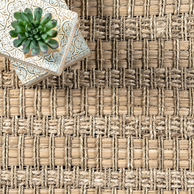 Natural Beige Seagrass and Straw Flat Woven 3' x 5' Area Rug