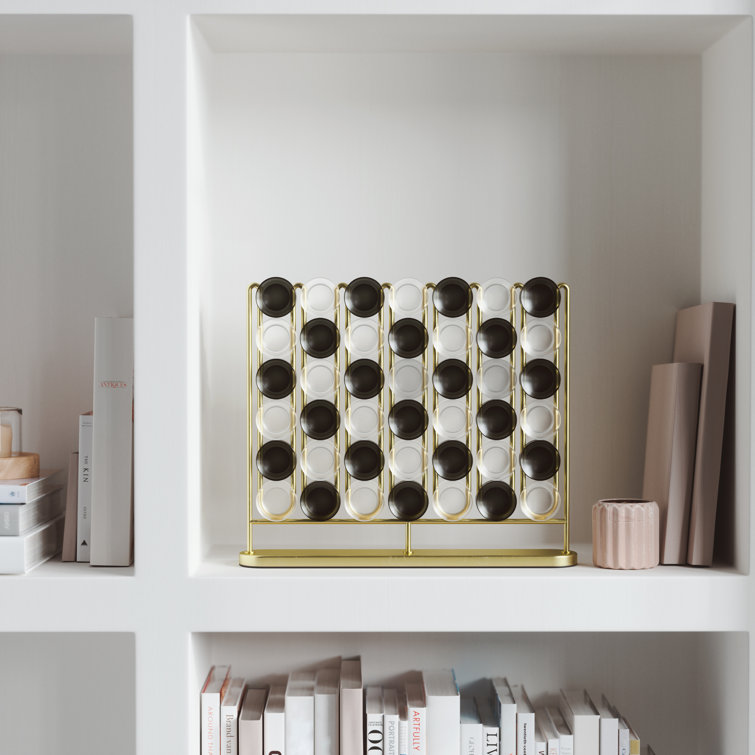 Modern Brass and Frosted Acrylic Connect Four Game