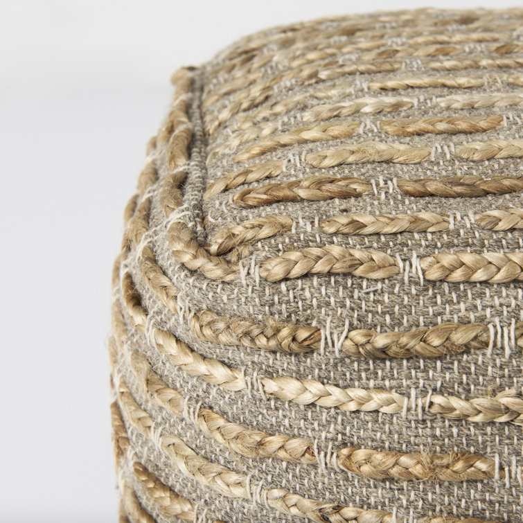 Rue Square Brown and Gray Cotton Wool Pouf