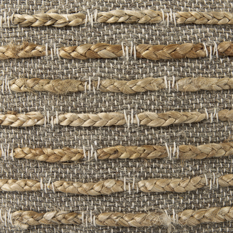 Rue Square Brown and Gray Cotton Wool Pouf