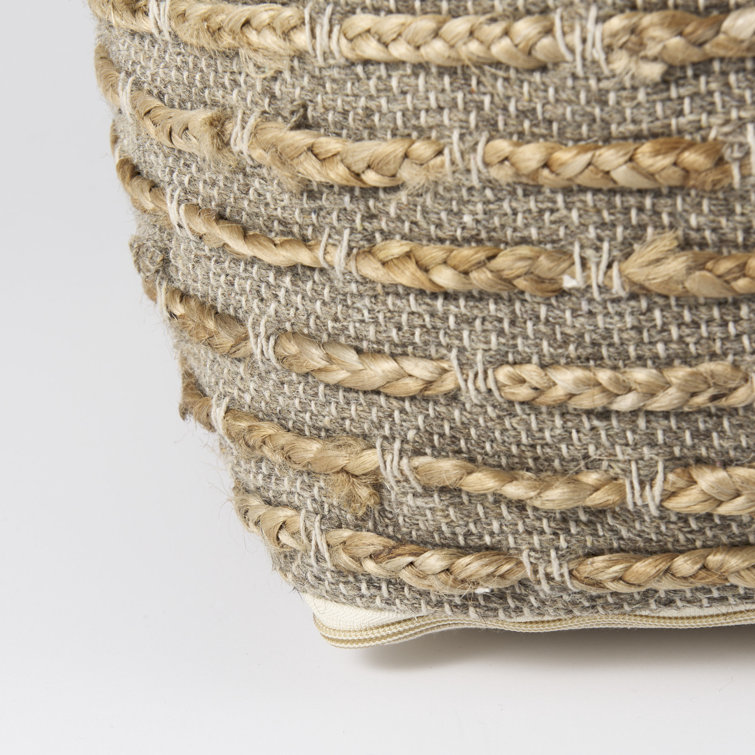 Rue Square Brown and Gray Cotton Wool Pouf