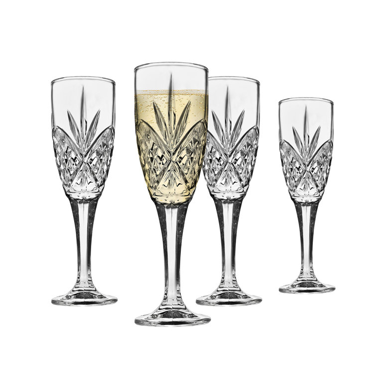 Dublin 6oz Lead Crystal Champagne Flutes Set of 4