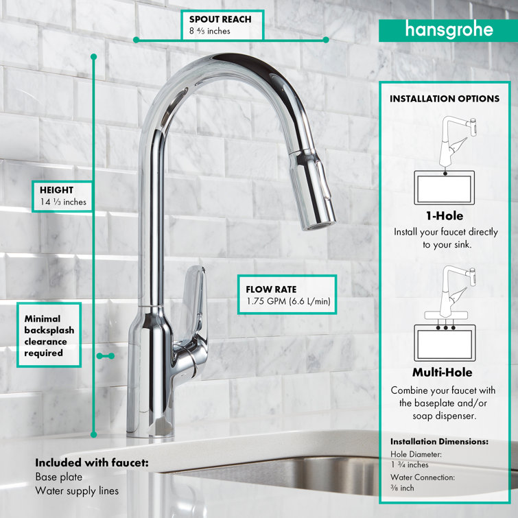Chrome Single Handle Pull-Down Kitchen Faucet with Spray
