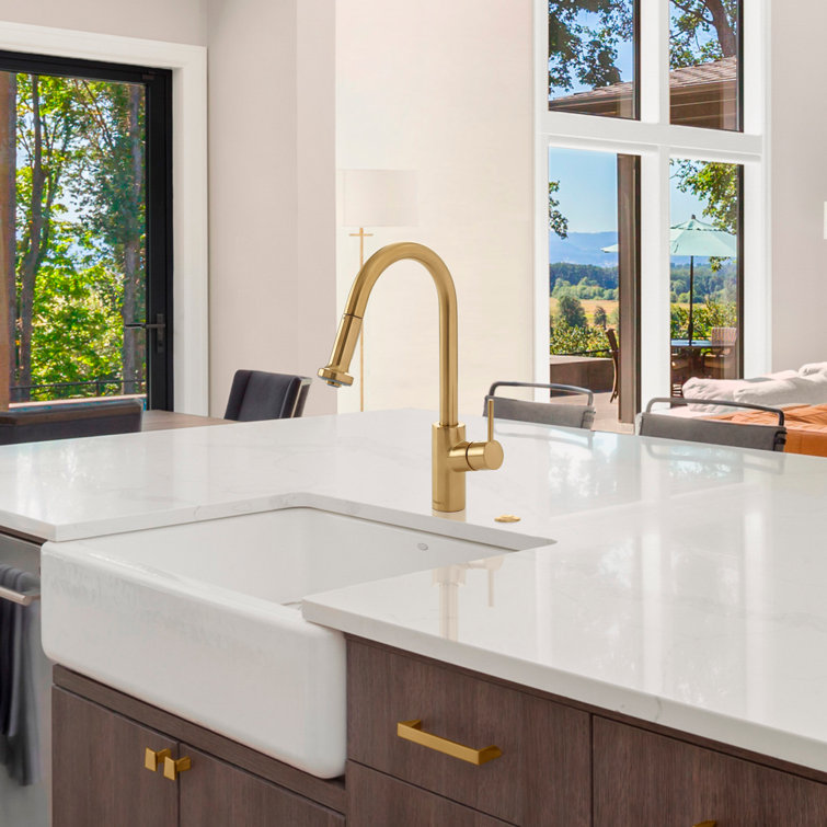 Modern Nickel Pull-Out Spray Kitchen Faucet in Steel Optik