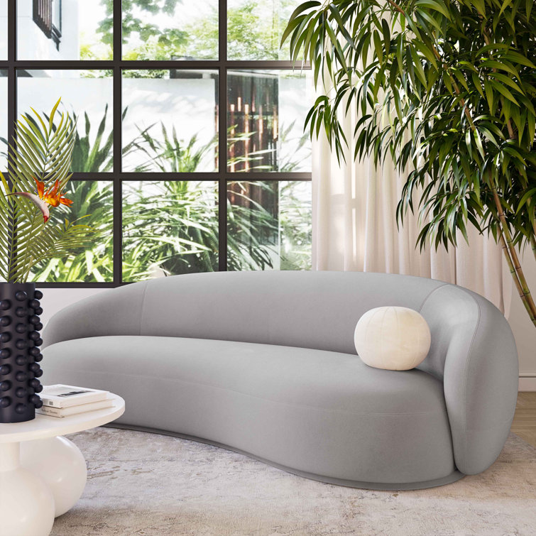 Kendall 90'' Light Gray Velvet Curved Sofa