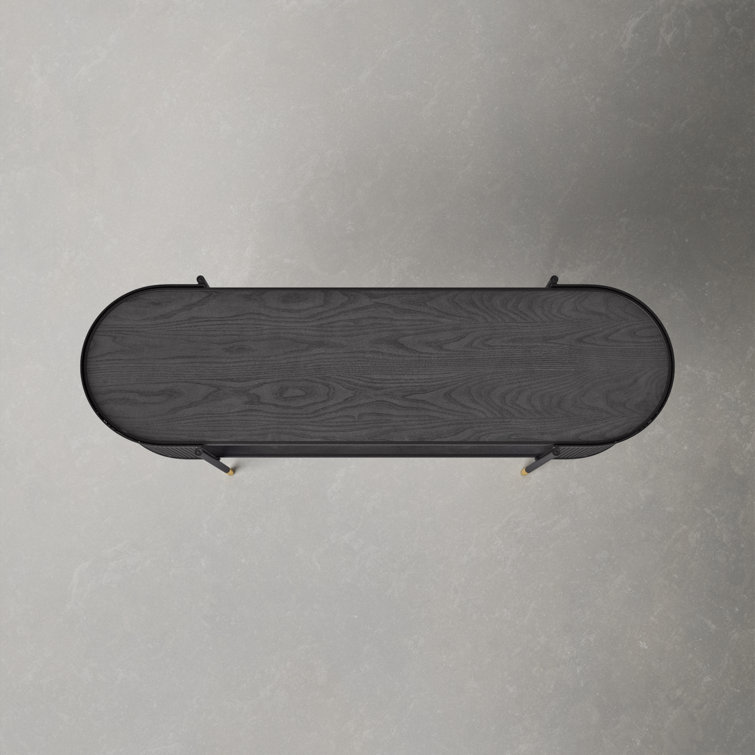 Elegant Black Metal Console Table with Storage Shelf