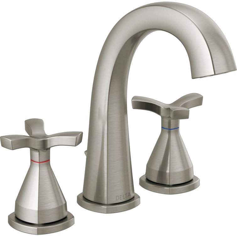 Stainless Steel Modern Widespread Bathroom Faucet with Cross Handles