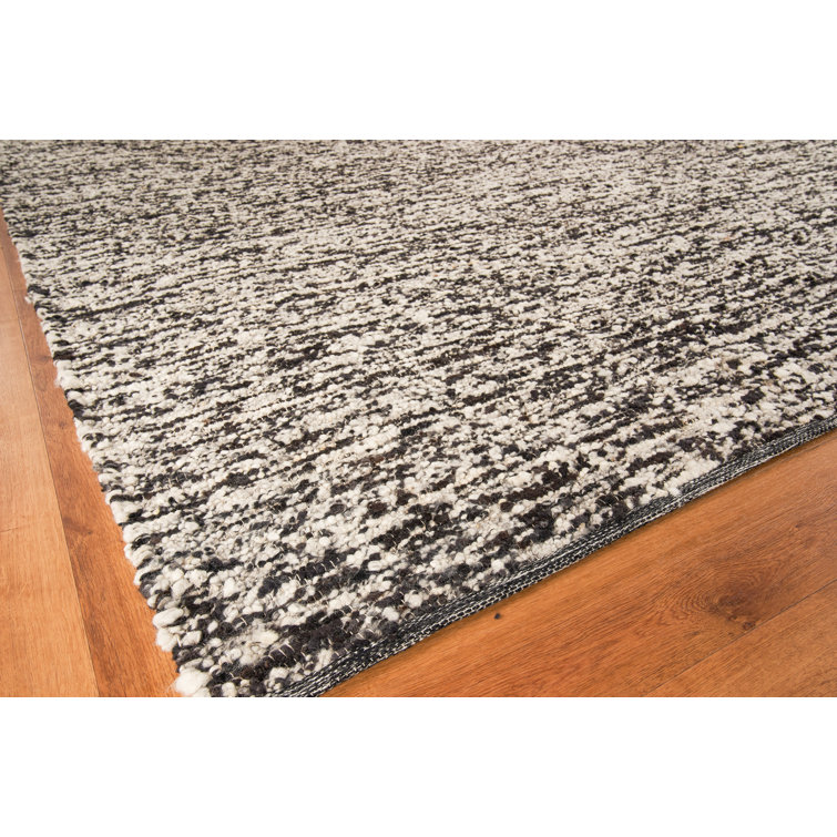 Handmade Black and White Wool Abstract 10' x 14' Rug