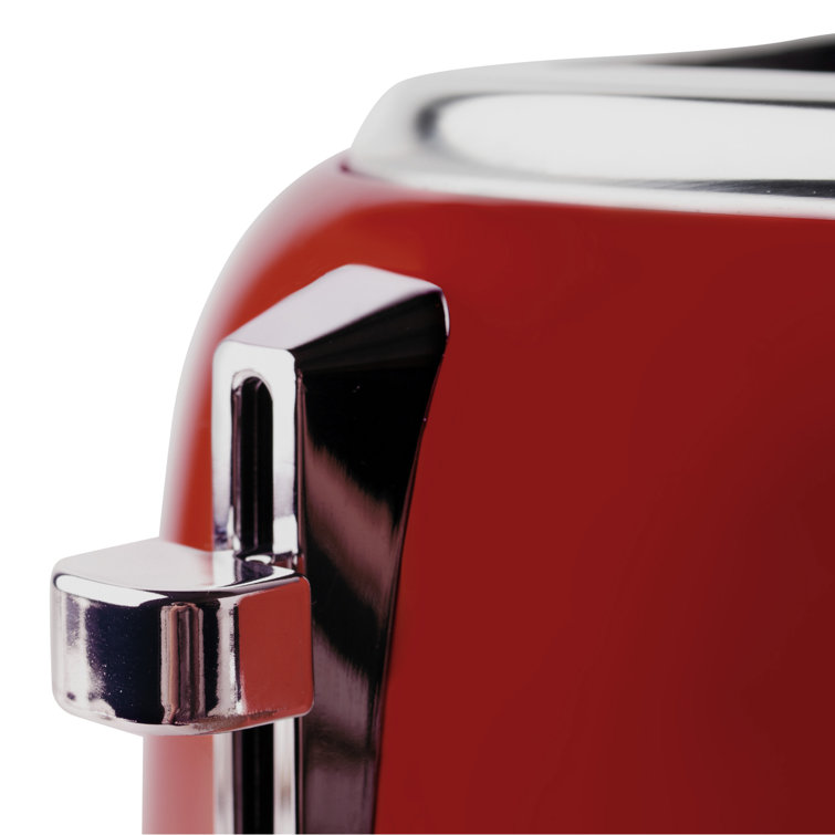 Rectory Red Stainless Steel 4-Slice Digital Toaster with Wide Slots
