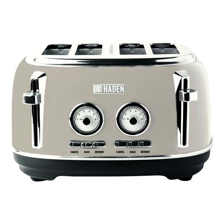 Putty Stainless Steel 4-Slice Wide Slot Toaster with Crumb Tray