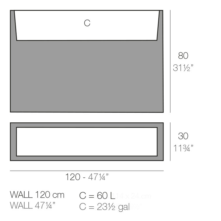 Vondom White Matte Wall Resin Pot Planter, 31.5" H