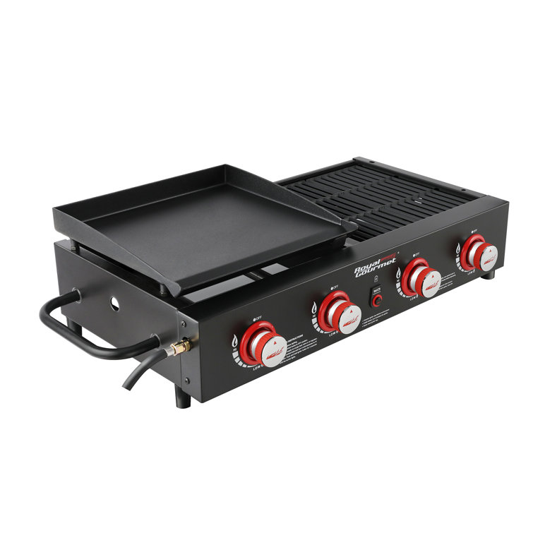 Royal Gourmet 4-Burner Black Portable Gas Grill and Griddle Combo