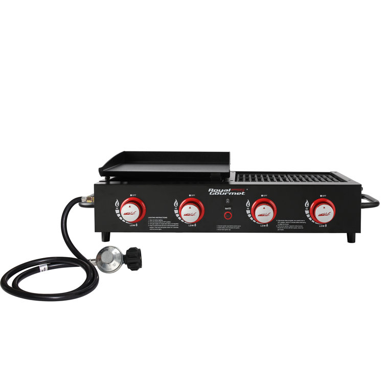 Royal Gourmet 4-Burner Black Portable Gas Grill and Griddle Combo