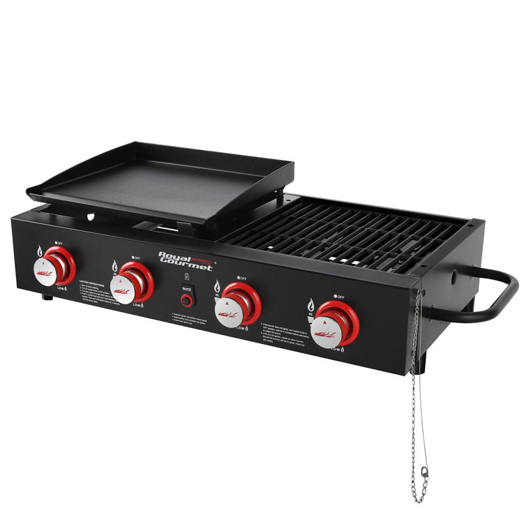 Royal Gourmet 4-Burner Black Portable Gas Grill and Griddle Combo