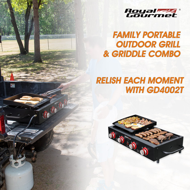 Royal Gourmet 4-Burner Black Portable Gas Grill and Griddle Combo