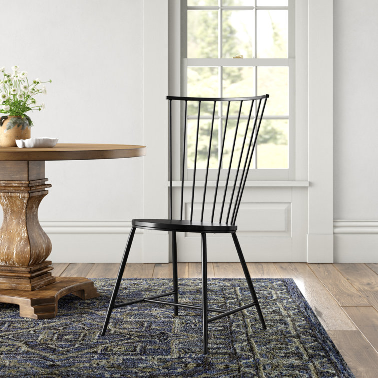 Sleek Minimalist Windsor Metal Side Chair in Black