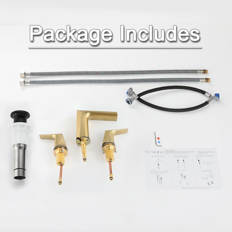 Brushed Gold Widespread 2-Handle Waterfall Bathroom Faucet
