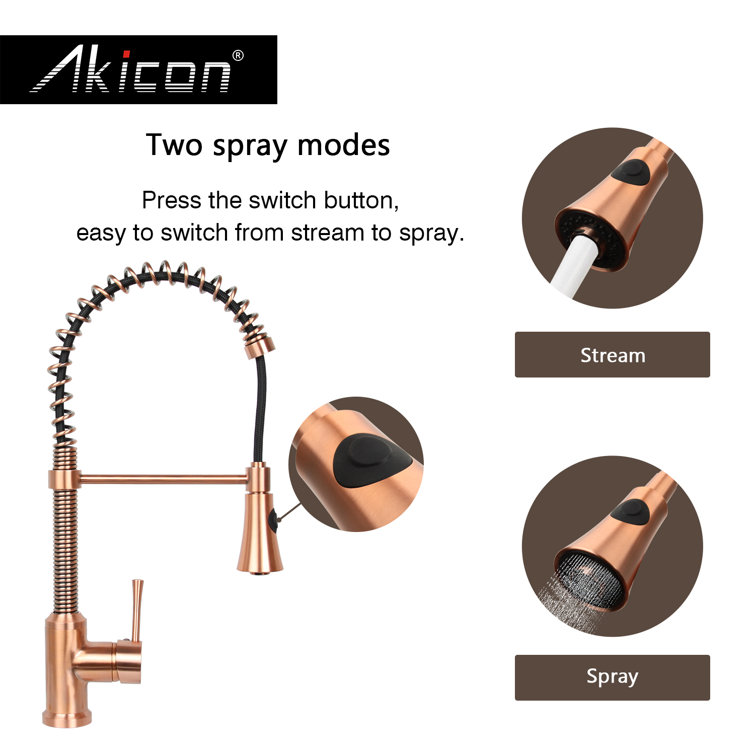 Copper Finish Solid Brass Pull Down Kitchen Faucet with Spray