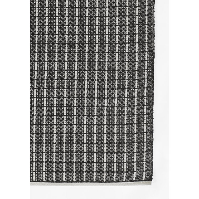 Handmade Black and White Geometric Synthetic 2' x 3' Rug
