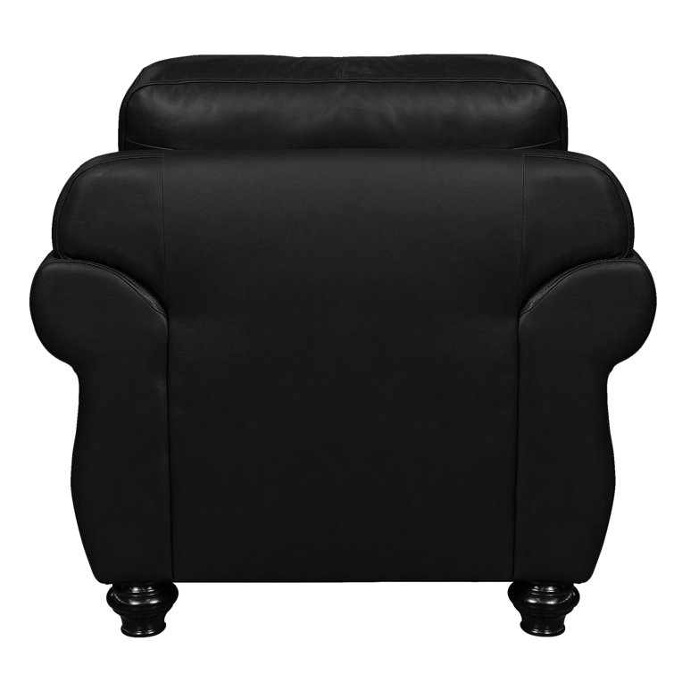 Black Leather Club Chair with Nailhead Trim