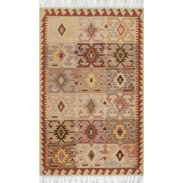 Bohemian Chic Red Wool 4' x 6' Hand-Knotted Area Rug
