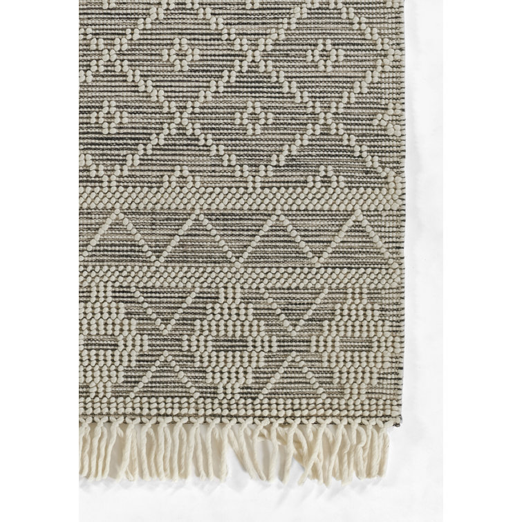 Handmade Luxe Black Wool Geometric Rectangular Area Rug 24" x 36"
