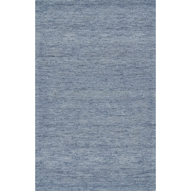 Hand-Tufted Denim Blue Rectangular Wool Area Rug 3'6" X 5'6"