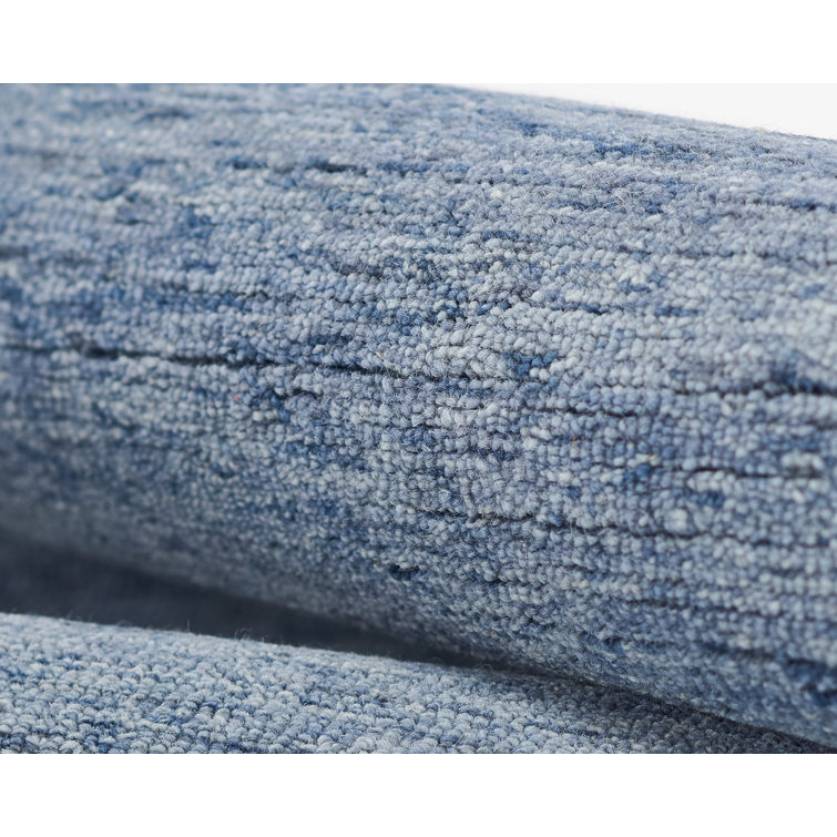 Hand-Tufted Denim Blue Rectangular Wool Area Rug 3'6" X 5'6"