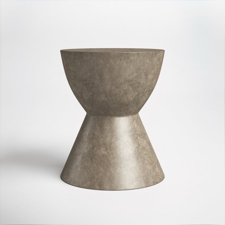 Athena Transitional Concrete Round Accent Table - Grays/Brown