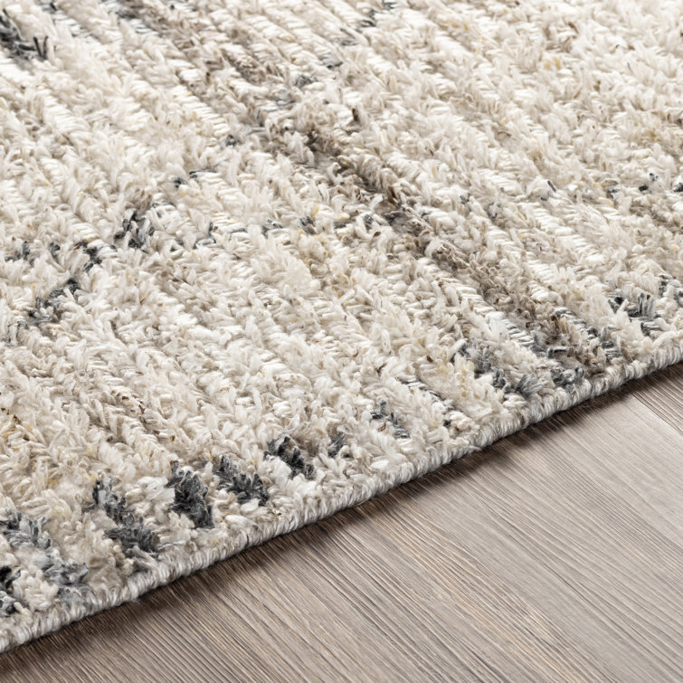 Modern Geometric Hand-Knotted 5' x 7' Gray Synthetic Area Rug