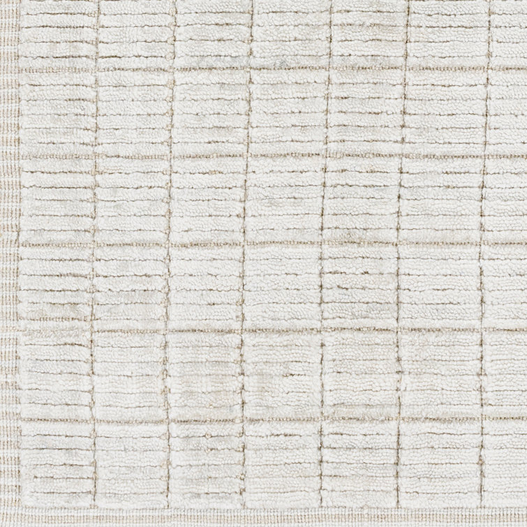 Jacey Light Beige and Cream Hand-Knotted Wool Runner Rug