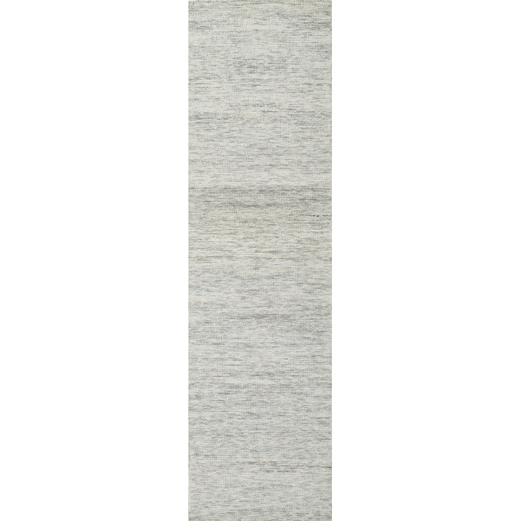 Light Grey Hand-Tufted Wool Runner Rug 2'3" x 8'