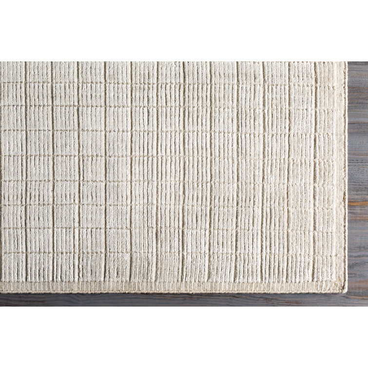 Jacey Light Beige and Cream Hand-Knotted Wool Runner Rug