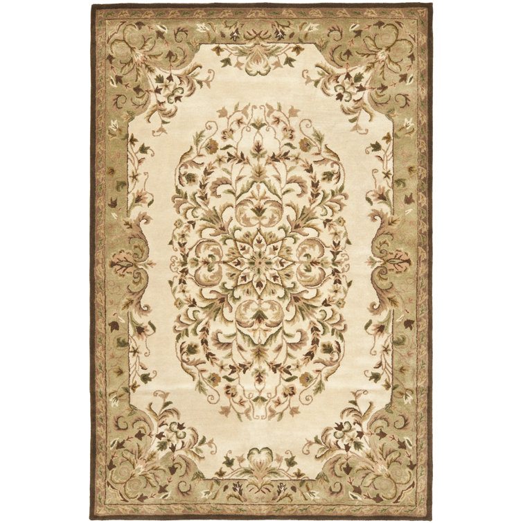 Heritage Hand-Tufted Beige/Green Pure Wool 6' x 9' Area Rug