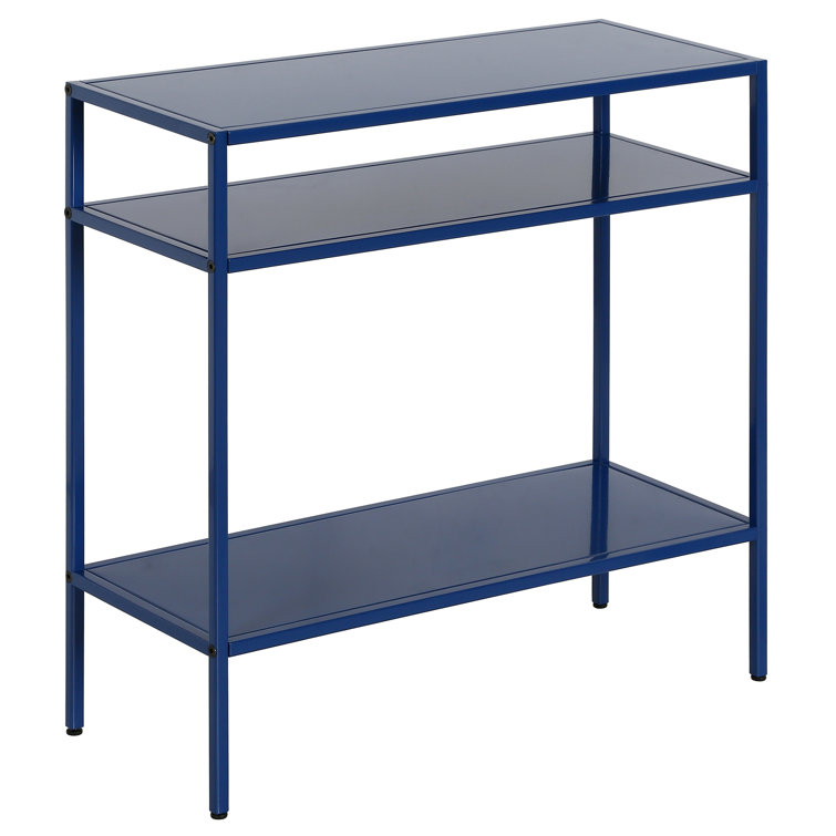 Mykonos Blue Steel Rectangular End Table with Shelves