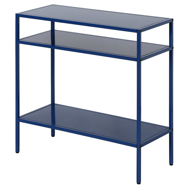 Mykonos Blue Steel Rectangular End Table with Shelves