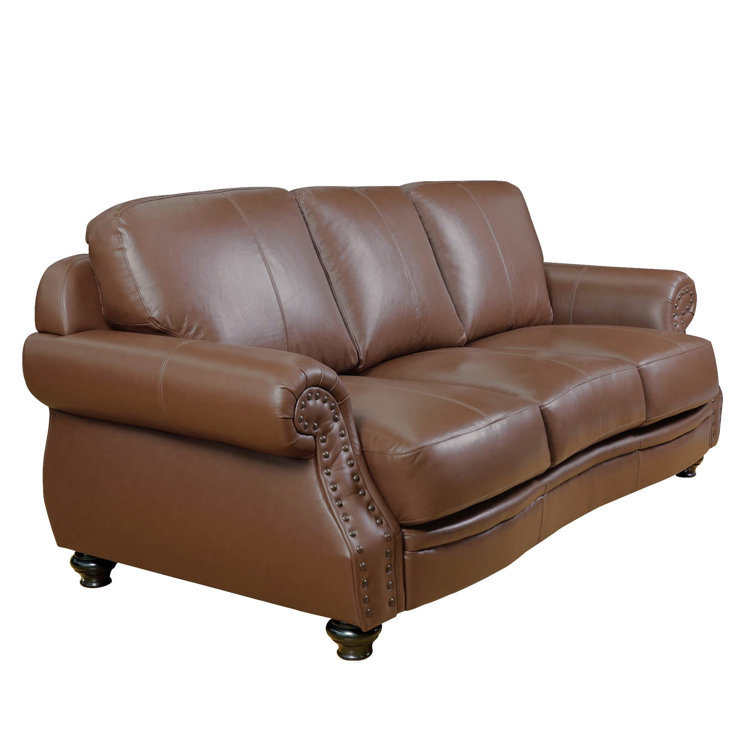 Charleston Chestnut Brown Leather 3-Piece Living Room Set