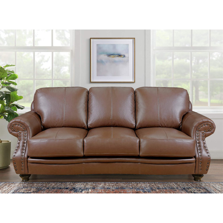 Charleston Chestnut Brown Leather 3-Piece Living Room Set