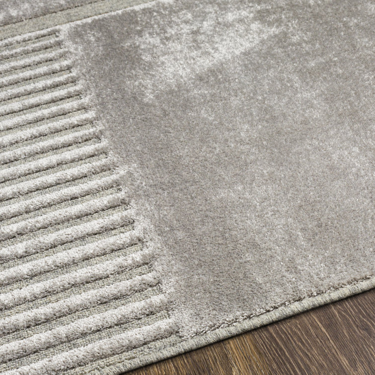 Gray Geometric Wool and Viscose Rectangular Area Rug
