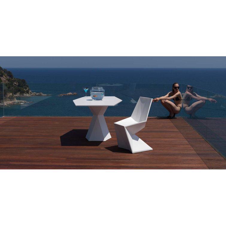 Karim Rashid's Modern Faceted White Polyethylene Outdoor Dining Chair